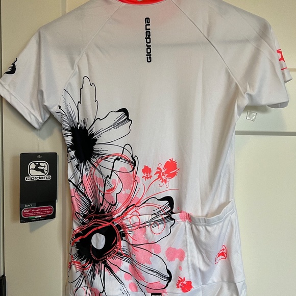 Giordana Women's Cycling Jersey, Size Small, White with black and coral floral - Picture 4 of 5